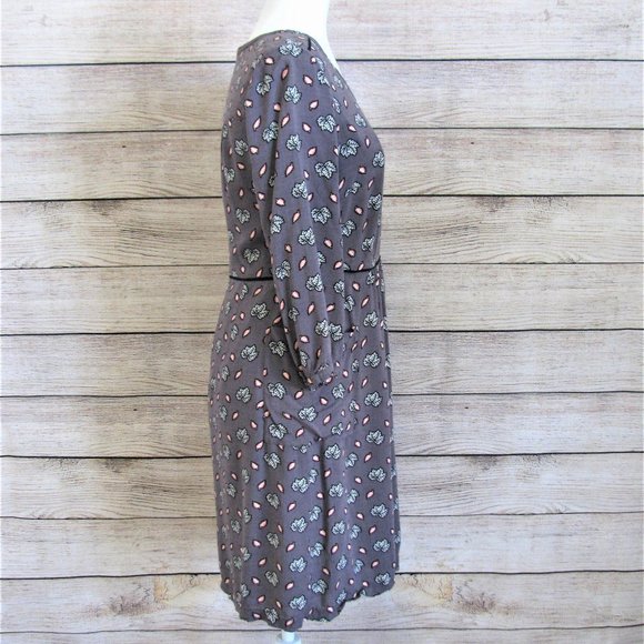 Boden Gray Maple Leaf Print Dress - Picture 5 of 7